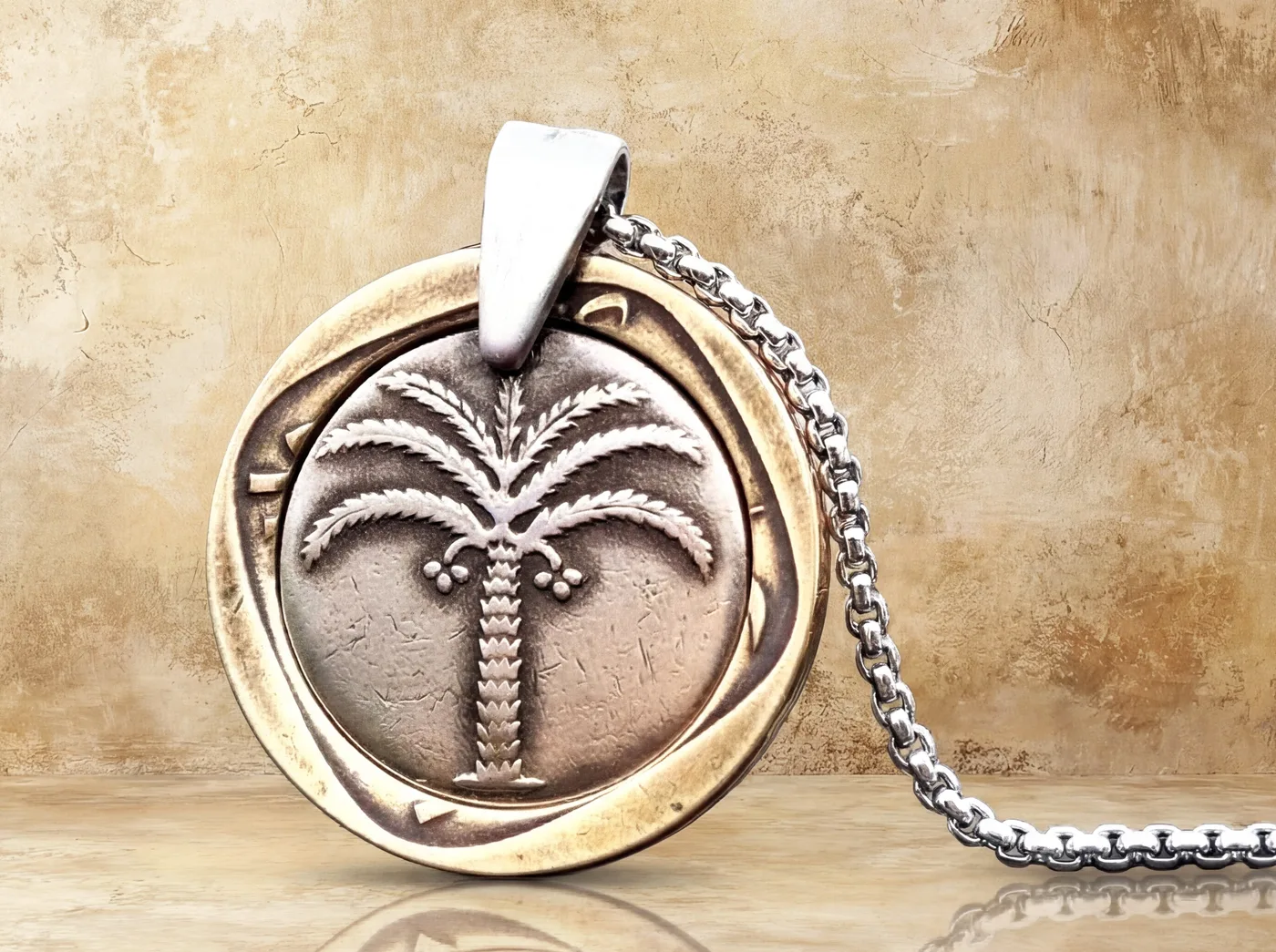 תליון עץ תמר, 100 פרוטה, מהמטבעות הראשונים של ישראל