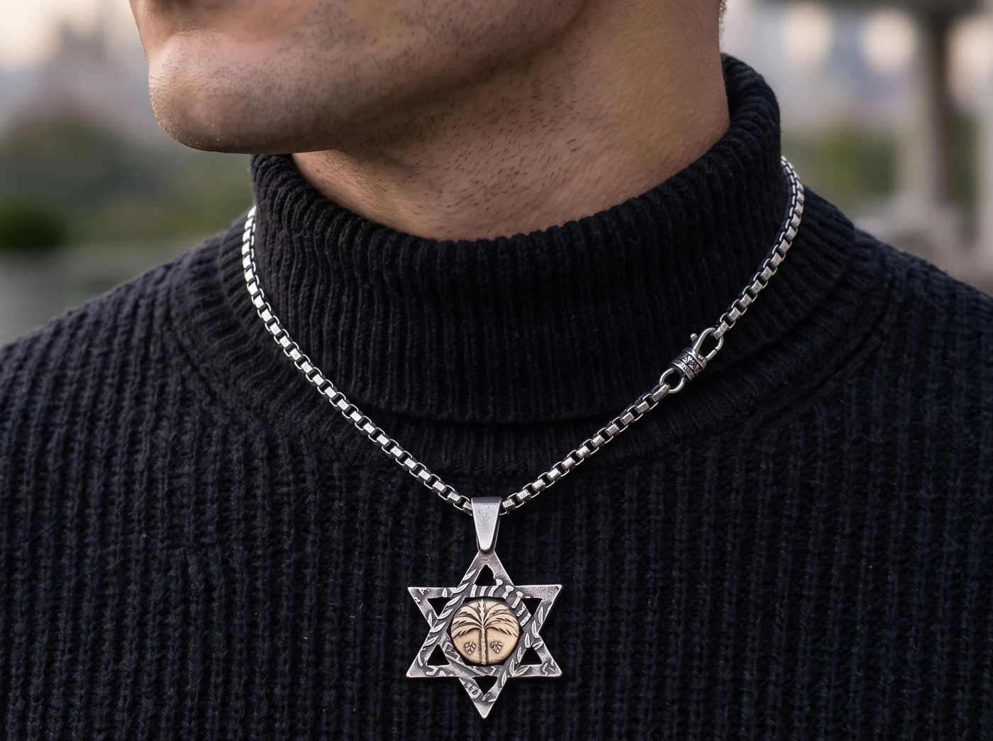 תליון מגן דוד שעשוי מ2 מטבעות ישנים