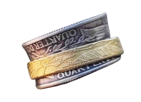 טבעת משולבת משני מטבעות quarter ארה"ב   ומטבע ישראלי