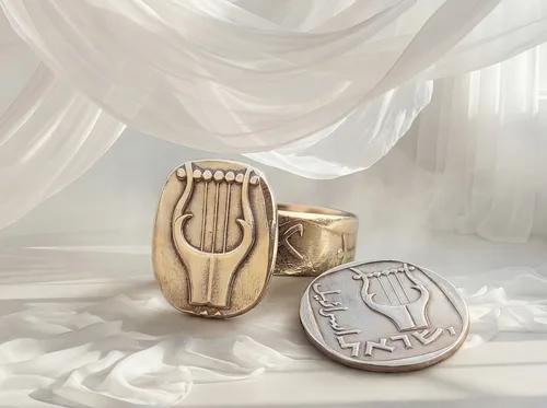 טבעת משני מטבעות כינור דוד, 25 אגורות, שנות ה70