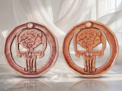 תליון גולגולת - עשוי ממטבע דולר קנדי