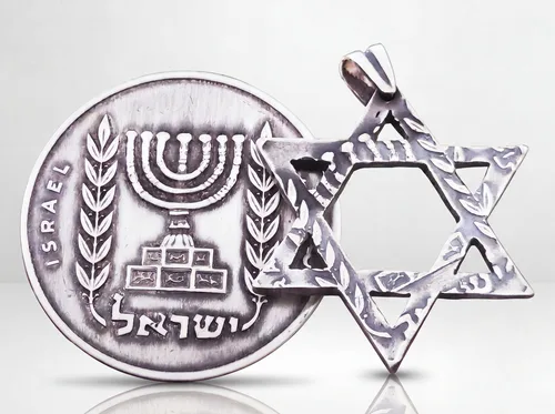 תליון מגן דוד מנורה עבודת יד בעיצוב מירן שביט